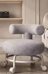 Internet Celebrity Pink Flannel Makeup Chair Simple Petal Chair with <b>Nail</b> Backrest for Dressing <b>Table</b> General Use Home Furniture - Product Image 1