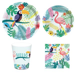 Hello-vajilla de papel decorativa para fiestas de verano, plato de flamenco, taza, servilleta, 8 suministros para invitados, personalizada, desechable, MM099 Hawái - Product Image 2
