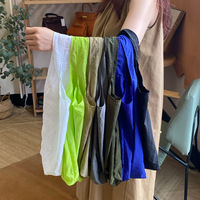Sac fourre-tout pliable personnalisé avec logo imprimé, en nylon recyclé léger, polyester 210D Oxford, grand format, réutilisable, pliable, pour les courses