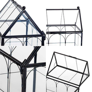 Terrarium en verre fait main en forme de château pour plantes succulentes, serre suspendue, design géométrique, vase en cristal - Product Image 3