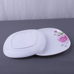 Vaisselle écologique en gros, incassable, motif aléatoire, décalcomanie de fleurs blanches, moins cher, <span class=keywords><strong>assiette</strong></span> <span class=keywords><strong>carrée</strong></span> en mélamine de 10,5 pouces - Product Image 3