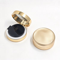 Kotak Kompak Isi Ulang Kosong untuk Air Cushion, Wadah Foundation Bulat Mewah Warna Emas dengan Cermin, Kemasan Makeup Label Pribadi OEM