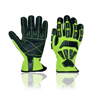Guantes de Seguridad Texturizados con Muñequera Elástica, Antideslizantes, Anti-Impactos, Táctiles, Flexibles, de Uso General, Verde y Negro - Product Image 1