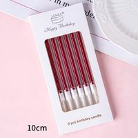 Bougies d'anniversaire en forme de crayon, lot de 6, décoration de gâteau, fournitures de fête, 6 couleurs au choix, décoration de gâteau