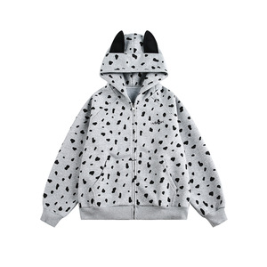 Nouvelle collection Printemps 2026 : <span class=keywords><strong>Cardigan</strong></span> à capuche oversize pour homme, design créatif, motif Dalmatien, style streetwear - Product Image 2
