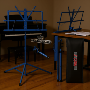 Support de partitions pliable tout en métal réglable, bleu, portable, pour la pratique du piano et autres instruments de musique - Product Image 3