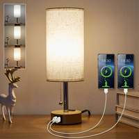 Lampe de bureau moderne flexible à chaîne de traction, alimentée par batterie, rechargeable, ports USB Type-C, abat-jour en lin, ampoule E14 blanc chaud 2700K
