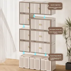 ตู้เก็บของข้างเตียงพลาสติก PP 5ชั้นแบบพับได้หรูหราน้ำหนักเบาทันสมัยสำหรับช่องว่างแคบใช้ในบ้าน - Product Image 3