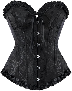 INTIFLOWER BL6848 Sexy Plus Size Black Waist Trainer Breathable Overbust <strong>Corset</strong> <strong>Tops</strong> With <strong>Push</strong> <strong>up</strong> Bra - Product Image 1