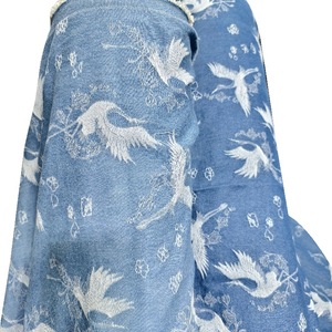 Tessuto Jacquard in Vendita con Motivo Gru a Corona Rossa in Stile Cinese, Denim Retro Lavato Senza Elasticità per Abbigliamento Femminile - Product Image 4