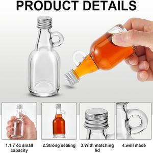 Mini botellas de vidrio a granel contenedor vacío tarro 50ml <span class=keywords><strong>100mL</strong></span> whisky Ron Vodka botellas de copa de vino con asa de bucle tapas de aluminio - Product Image 4