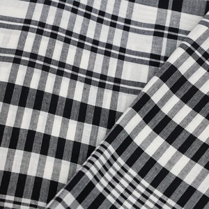Classic Black/<span class=keywords><strong>White</strong></span> percalle Check 100% popeline di cotone tinto in filo tessuti per camicie - Product Image 3