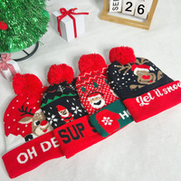 Cappello Natalizio Lavorato a Maglia con LED Multicolore, Logo Personalizzato, Pompon Luminoso, Berretto Festivo per Feste