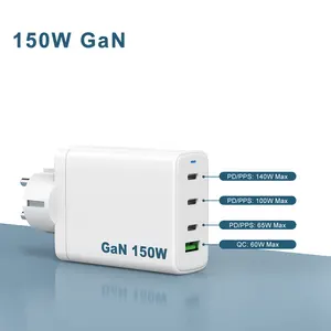 Factory GaN 150W 100Watt Power Travel Adapter 4 Ports Type-C PD QC3.0 Mobile Phone Chargers Gan Laptop Charger for iphone