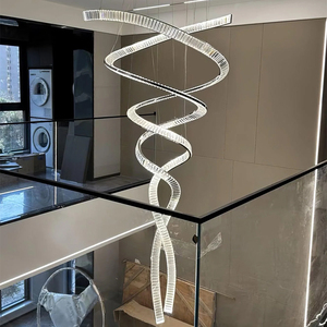 <span class=keywords><strong>Lustre</strong></span> de hall d'hôtel, décoration d'escalier de villa, acier inoxydable doré, cristal K9, art moderne, <span class=keywords><strong>lustre</strong></span> en spirale long en cristal - Product Image 2