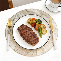 Nappe en PVC style tendance, grands sets de table ronds dorés anti-taches pour la table à manger