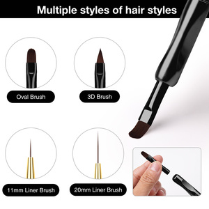 Nouveau design – <span class=keywords><strong>Pinceau</strong></span> interchangeable pour <span class=keywords><strong>nail</strong></span> <span class=keywords><strong>art</strong></span>, noir mat, en nylon, pour liner et peinture, pour outils de manucure - Product Image 2