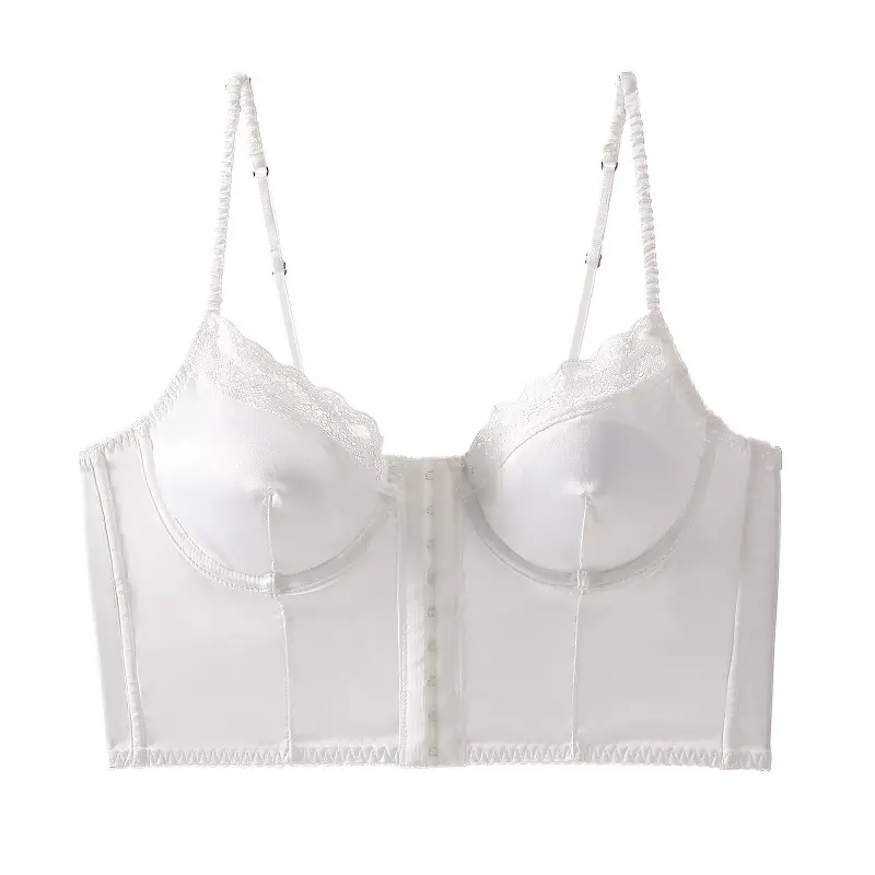 LOW MOQ customization underwear factory New vest-style bra beautiful back bohemian shaping bra lace sexy bra with front button