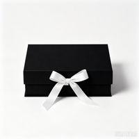 Boîte cadeau magnétique pliable rigide personnalisée, grande boîte en carton noir de luxe avec poignée et couvercle magnétique