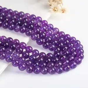 Vendita all'ingrosso di perle di ametista naturale per la creazione di gioielli fai da te artigianato fatto a mano 4mm 6mm 8mm 10mm 12mm 14mm