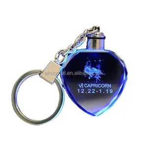 Wedding door gift heart shape Crystal keychain/3D laser glass photo key chain/3d laser crystal keychain