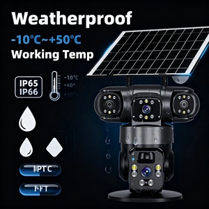 Caméra PTZ solaire 4G SIM extérieure étanche 12MP V380Pro <span class=keywords><strong>4</strong></span> objectifs avec panneau solaire et 3 écrans pour ferme - Product Image 2