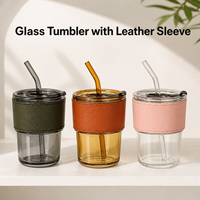 Gobelet en verre personnalisé de 400 ml avec manchon en bambou, couvercle et paille pour café glacé, thé, jus, maison, bureau, voyage, plusieurs couleurs
