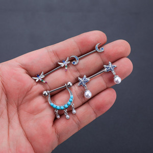 Set di 5 Piercing per <span class=keywords><strong>Capezzoli</strong></span> a Forma di Libellula con Zirconi Colorati, Barbell Industriale Personalizzato in Acciaio Inossidabile per Feste e Regali - Product Image 6