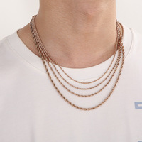 Collier chaîne torsadée en acier inoxydable 316L plaqué or PVD rose, résistant à l'eau et inaltérable, épaisseur 2mm-8mm, pour hommes et femmes