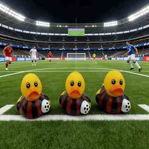 Eco-Friendly Plastic Football-Shaped Duck <b>Bath</b> for Children's Squeaky Toy Car Decoration Sports-Themed Gift - Product Image 4