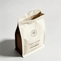 Pochette à fond plat personnalisée avec fermeture éclair et valve pour l'emballage de café moulu, vente au détail et en gros, qualité alimentaire, sachet stand-up