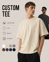 Camisetas de Manga Corta para Hombre, Estilo Vintage, 100% Algodón, 275GSM, Corte Amplio, Estampado Gráfico, Venta al Por Mayor