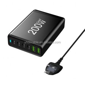 200W GAN Desktop <b>Socket</b> 4USB C+2USB 6 Ports High Power Fast Charger Android Smartphone <b>Universal</b> Travel Wall Charger - Product Image 3
