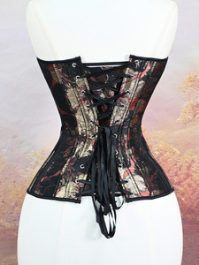 เสื้อครอปทรงสวยหรูแบบไร้สายรัดไหล่ คอร์เซ็ทลายดอกไม้เมทัลลิก ผ้าแจ็คการ์ด  กระชับรูปร่าง เหมาะสำหรับงานกาล่าหรือปาร์ตี้ธีมวินเทจ - Product Image 6
