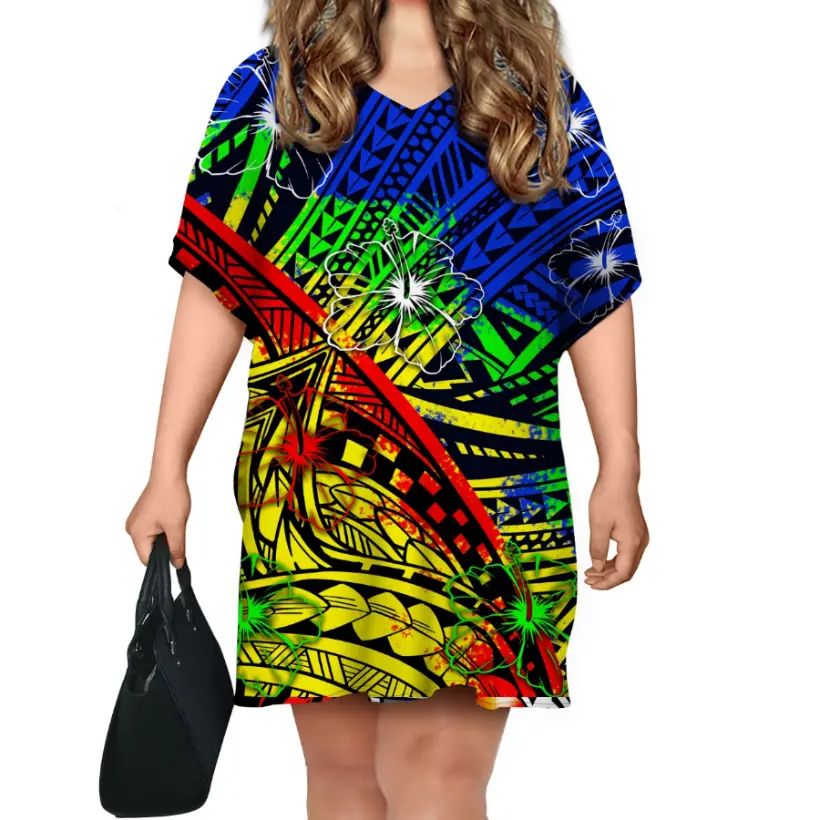 multicolore Clossy London da lavoro Abito da donna 100% cotone egiziano stile rasta giamaicano 