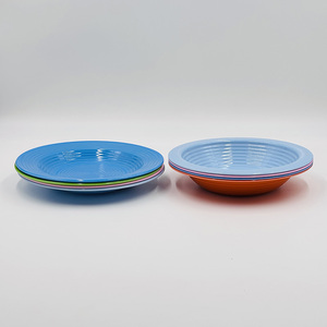 Ensemble de plats <span class=keywords><strong>et</strong></span> de bols profonds en mélamine côtelée de couleur unie, écologiques, 9 pouces, sans BPA, lavables au lave-vaisselle, pour salade, soupe, pâtes - Product Image 5