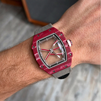 Ultradünne Carbonfaser-Uhr RM6702, Skelett-Zifferblatt Automatische Mechanische Uhr, Leichtes Tonneau-Gehäuse Luxus-Sportuhr