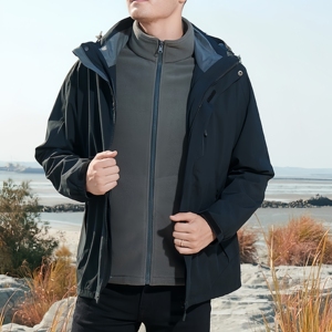 <strong>In</strong> Stock Waterproof Detachable Hardshell Jacket Windproof High Hat Collar Outdoor Coat <strong>Fleece</strong> Lined Jacket - Product Image 2