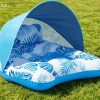 Aufblasbare PVC-Schwimmliege mit abnehmbarem Sonnenschutznetz & Getränkehalter, langlebige, umweltfreundliche schwimmende Hängematte für Erwachsene