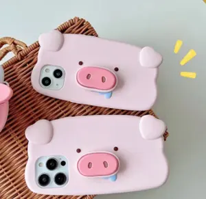 Cute Anime Cartoon Animal Designs Funny Pig Mobile Phone Soft Silicone Phone Case For Iphone