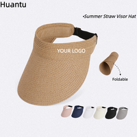Chapeau Visière en Paille Personnalisé pour Femme, Protection Solaire Estivale, Large Bord Ajustable, Respirant, Élégant, Polyvalent, Rafraîchissant, pour Vacances et Activités de Plein Air