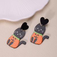 Halloween Cartoon Lustige Trendige Anhänger-Ohrringe Acryl Kürbis Geist Totenkopf Party-Geschenke für Frauen