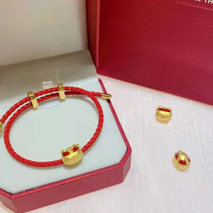 Tiger-Shaped Lucky Charm <b>Bracelet</b> <b>Red</b> Cord Gold Plated Zodiac Animal Pendant Unisex Gift Jewelry - Product Image 2