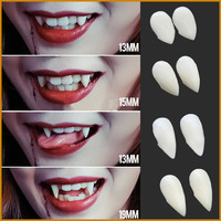 Vente en gros OEM 12 paires de crocs de vampire Kit de dents 4 tailles avec pastilles adhésives Halloween Cosplay Horreur Fausses dents Accessoires de fête