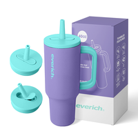 Nouvel Arrivage Gobelet isotherme 40oz avec poignée et couvercle à paille, Bouteille d'eau réutilisable en acier inoxydable, Mug de voyage