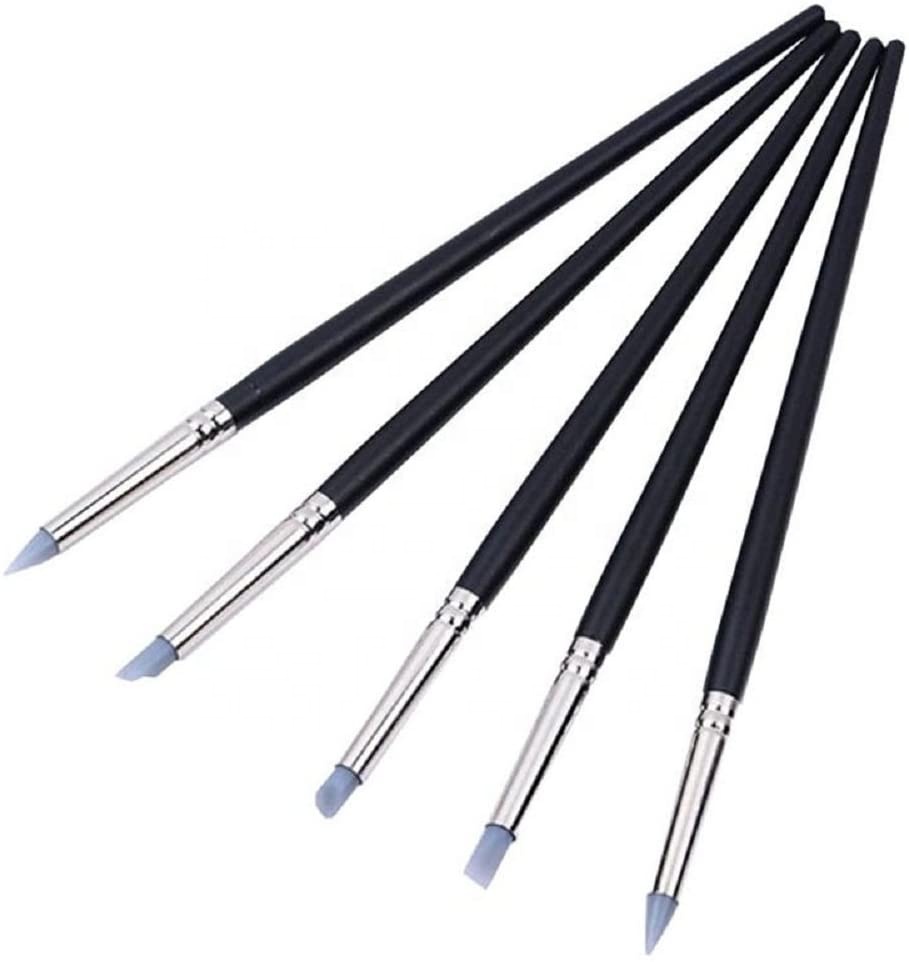 Набор из 5 гибких инструментов для скульптуры из силиконовой глины, кисти для моделирования цветов, инструмент для рисования керамики