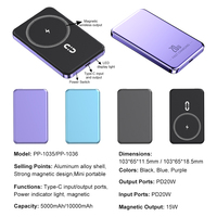 Batería Externa Magnética Ultrafina de 5000 mAh para iPhone, Cargador Inalámbrico Rápido, Estación de Carga Portátil para Teléfono Móvil