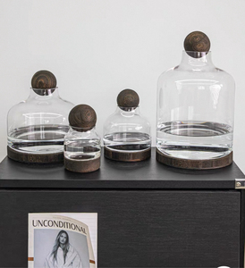 Grand <span class=keywords><strong>bocal</strong></span> rond en verre pour <span class=keywords><strong>terrarium</strong></span> avec couvercle en forme de boule en bois et base en bois pour plantes, écosystème, décoration d'intérieur, jardin, bricolage, artisanat - Product Image 3