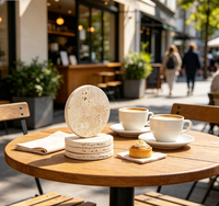 Décoration d'intérieur moderne, sous-verres en pierre de travertin, sous-verres ronds en marbre, vente en gros, sous-verres en pierre de travertin beige pour la maison et l'hôtel