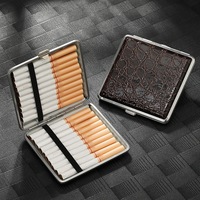 TERWIN Boîte à cigarettes en cuir de haute qualité, vente en gros, style classique, portable, luxe, étui à cigarettes en métal personnalisé